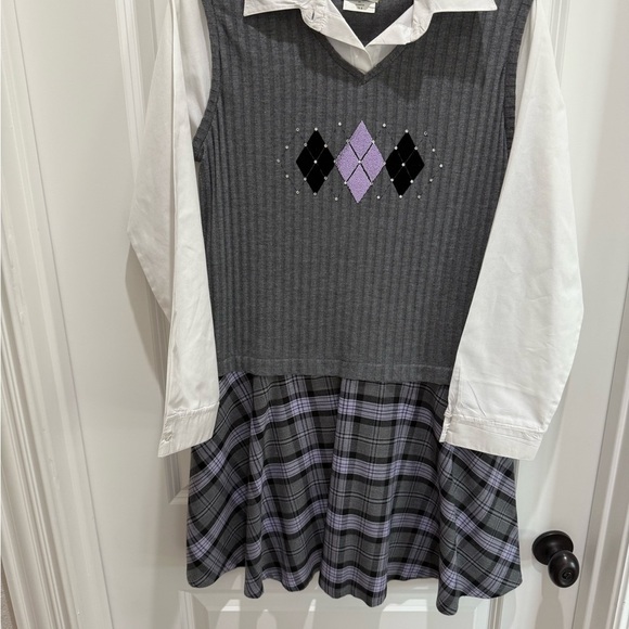Rare Editions Gray and Purple Argyle Sweater - Picture 1 of 3